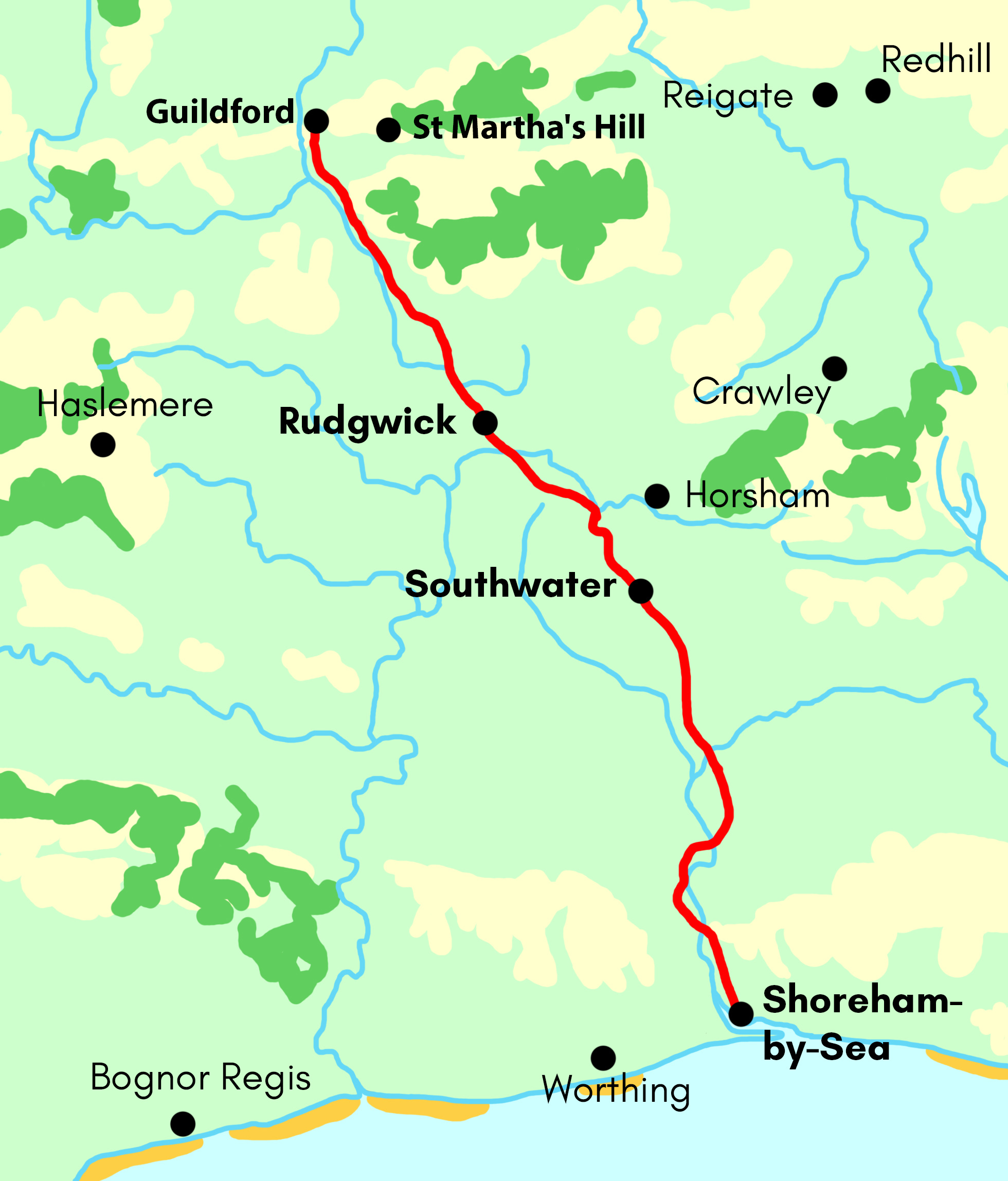 Downs Link - Stile-Free map